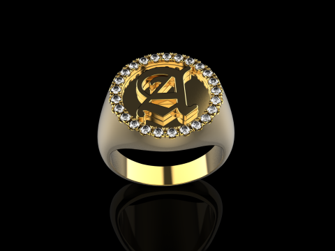 Initial signet ring model 1009 3D Druckmodell