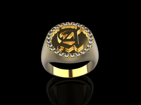 Initial signet ring model 1009 3D Print Model