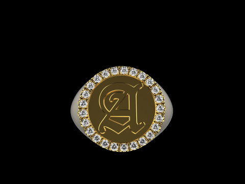 Initial signet ring model 1009 3D Druckmodell