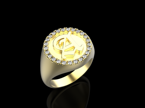 Initial signet ring model 1009 3D Druckmodell
