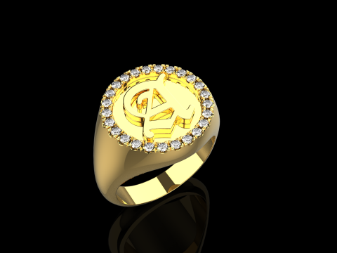 Initial signet ring model 1009 3D Druckmodell