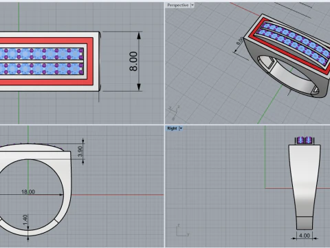 Enamel ring with gems model 1007 3D Print Model