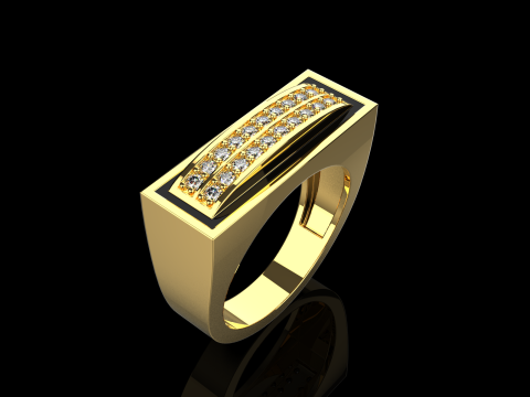 Enamel ring with gems model 1007 3D Baskı Modeli