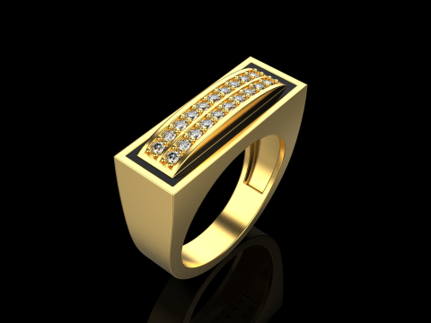 Enamel ring with gems model 1007 3D Baskı Modeli