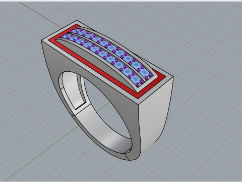 Enamel ring with gems model 1007 3D Baskı Modeli