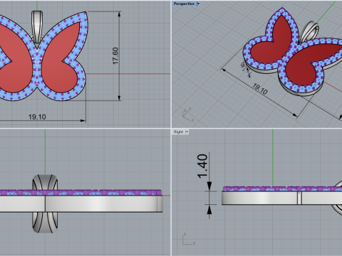 Butterfly pendant model 1005 Modelo de impresión 3D