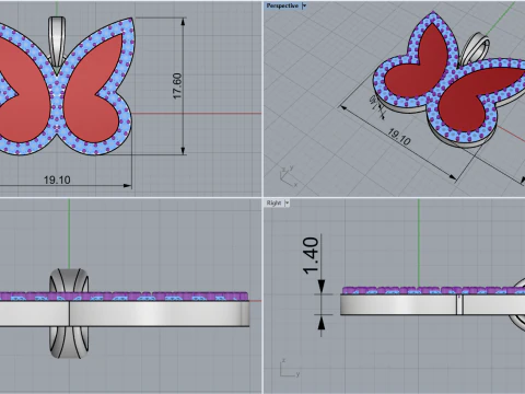 Butterfly pendant model 1005 3D Print Model