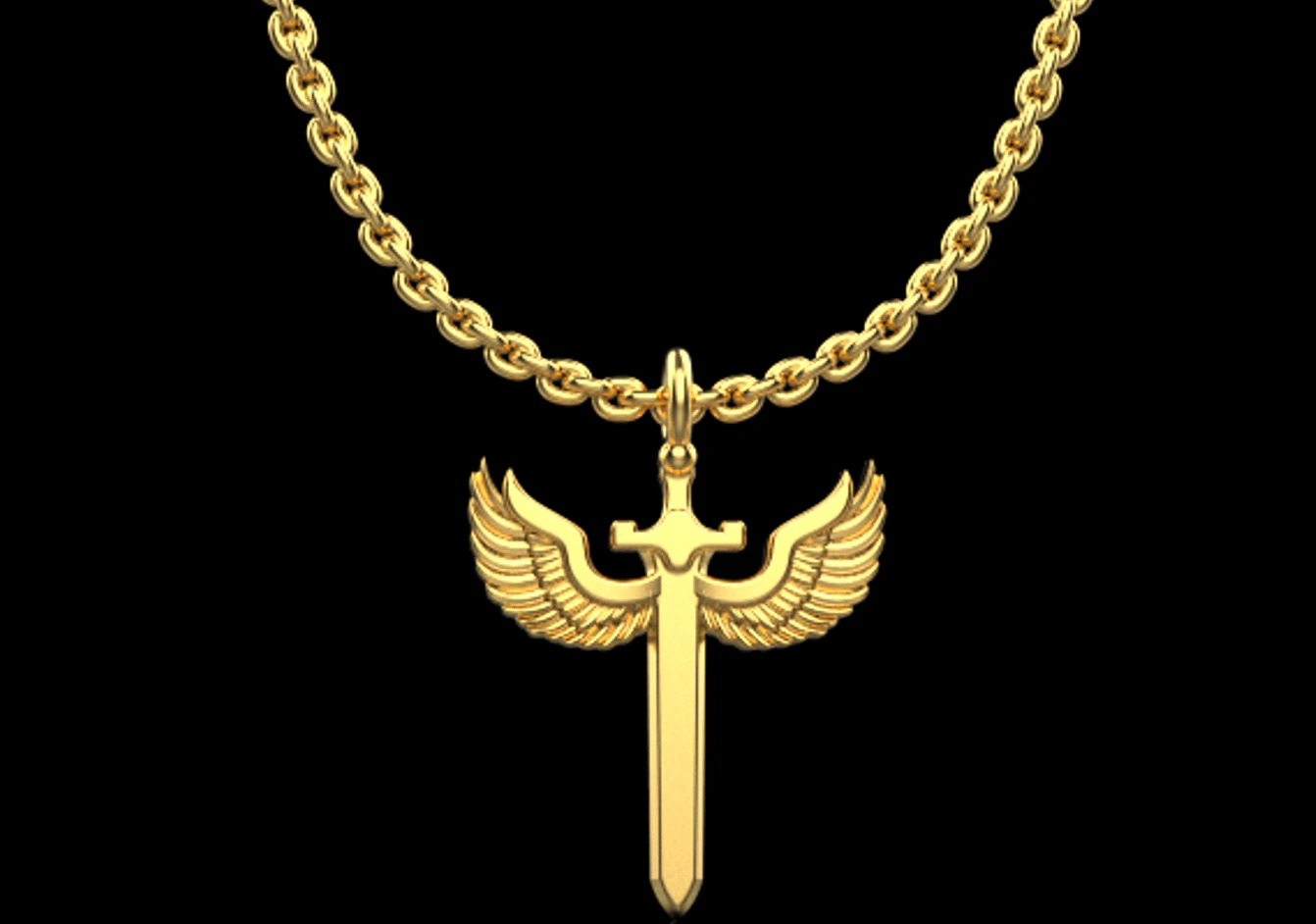Sword pendant with wings model 1002 3D Print Model .c4d .max .obj .3ds .fbx .stl .blend