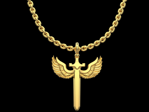 Sword pendant with wings model 1002 3D Print Model