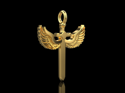 Sword pendant with wings model 1002 3D Baskı Modeli