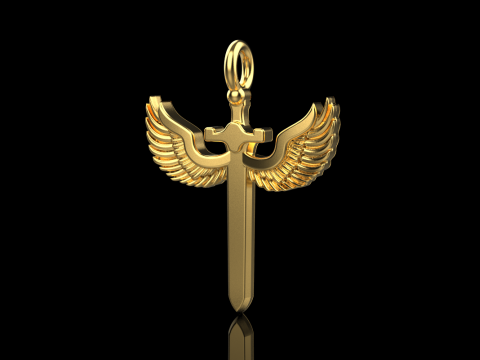 Sword pendant with wings model 1002 3D Baskı Modeli