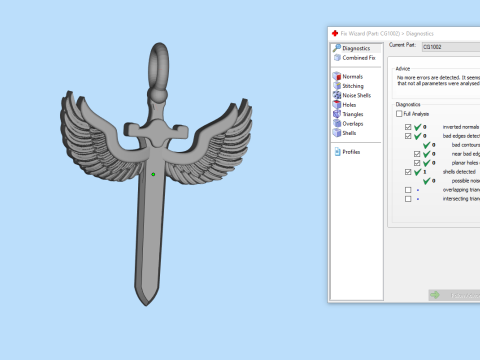 Sword pendant with wings model 1002 3D Baskı Modeli