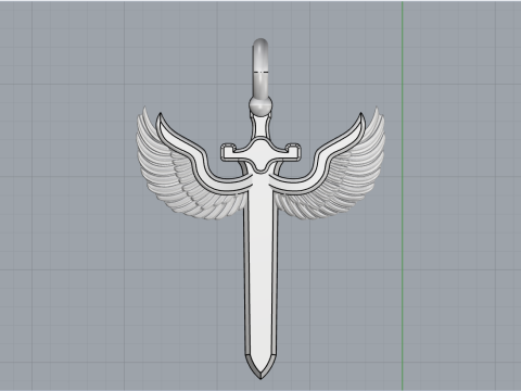 Sword pendant with wings model 1002 3D Baskı Modeli