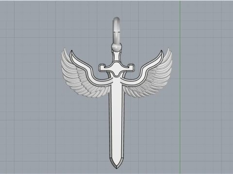 Sword pendant with wings model 1002 3D Print Model