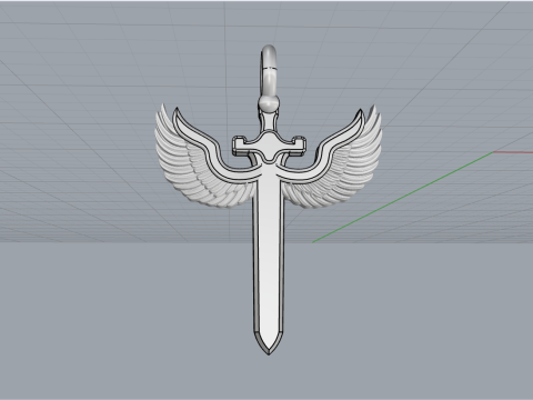 Sword pendant with wings model 1002 3D Baskı Modeli