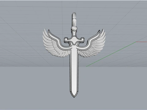 Sword pendant with wings model 1002 3D Print Model