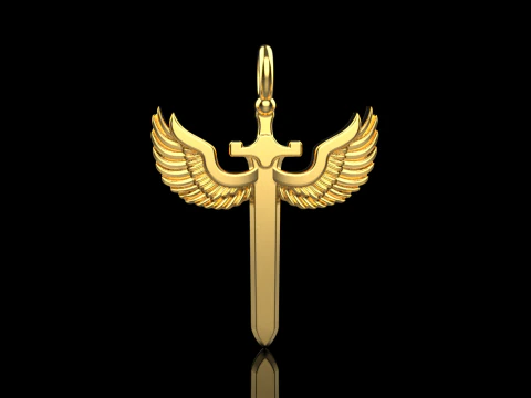 Sword pendant with wings model 1002 3D Print Model