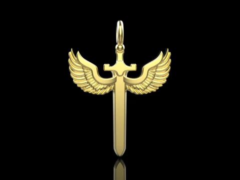 Sword pendant with wings model 1002 3D Print Model