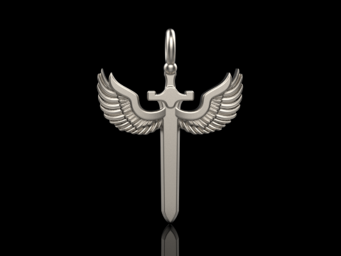 Sword pendant with wings model 1002 3D Baskı Modeli