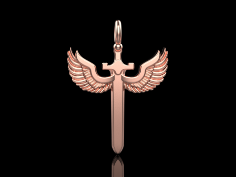 Sword pendant with wings model 1002 3D Baskı Modeli