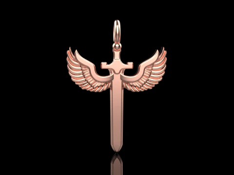 Sword pendant with wings model 1002 3D Print Model
