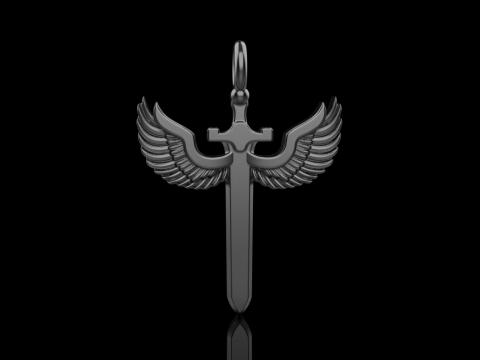 Sword pendant with wings model 1002 3D Baskı Modeli