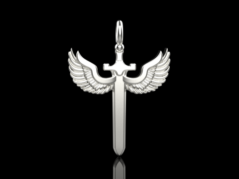 Sword pendant with wings model 1002 3D Baskı Modeli