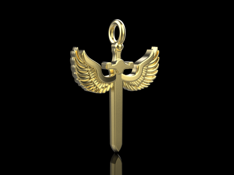 Sword pendant with wings model 1002 3D Baskı Modeli
