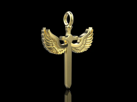 Sword pendant with wings model 1002 3D Print Model