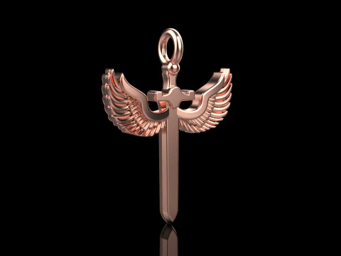 Sword pendant with wings model 1002 3D Print Model