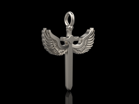 Sword pendant with wings model 1002 3D Baskı Modeli