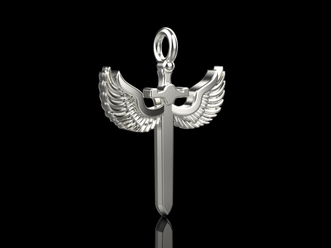 Sword pendant with wings model 1002 3D Baskı Modeli