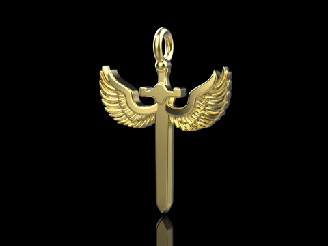 Sword pendant with wings model 1002 3D Print Model