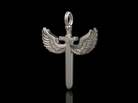 Sword pendant with wings model 1002 3D Baskı Modeli