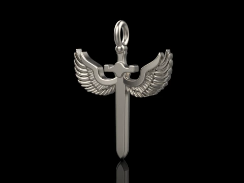Sword pendant with wings model 1002 3D Print Model