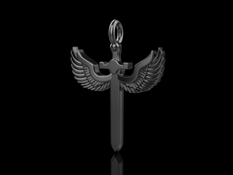 Sword pendant with wings model 1002 3D Baskı Modeli