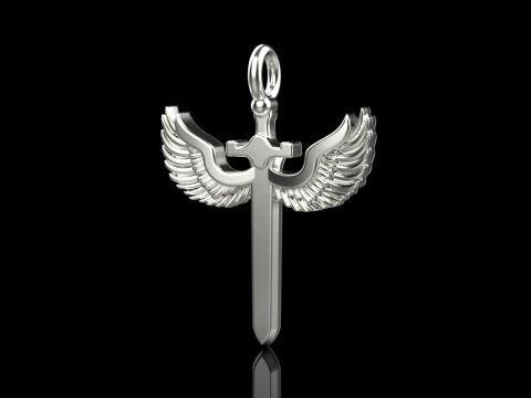 Sword pendant with wings model 1002 3D Print Model