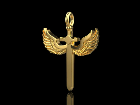 Sword pendant with wings model 1002 3D Print Model