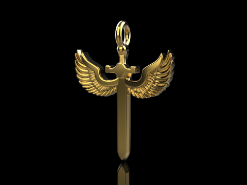 Sword pendant with wings model 1002 3D Baskı Modeli