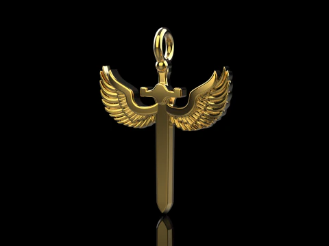 Sword pendant with wings model 1002 3D Print Model