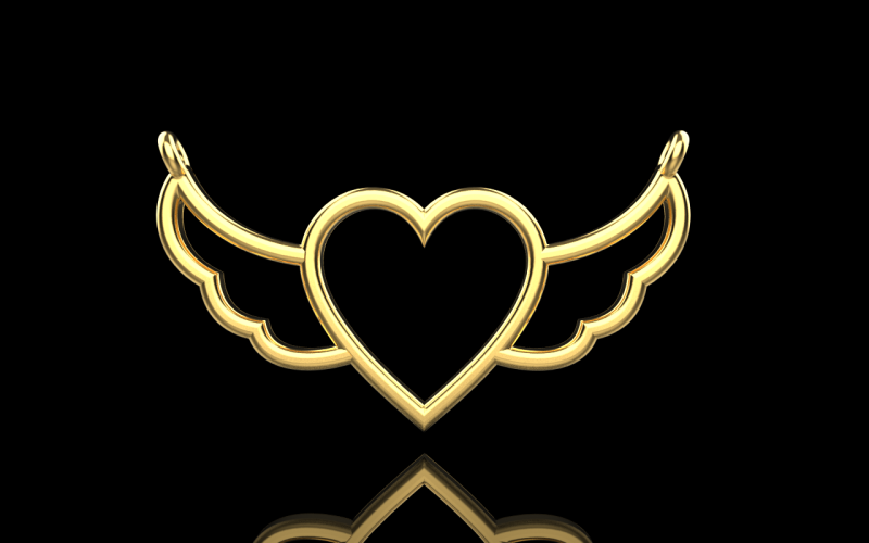 Heart wing pendant model 1000 3D 打印模型 .c4d .max .obj .3ds .fbx .stl .blend 