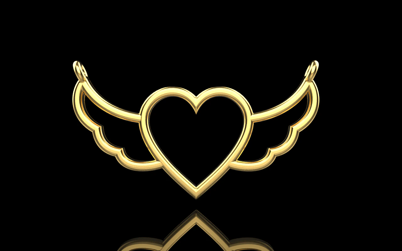 Heart wing pendant model 1000 3D Print Model .c4d .max .obj .3ds .fbx .stl .blend