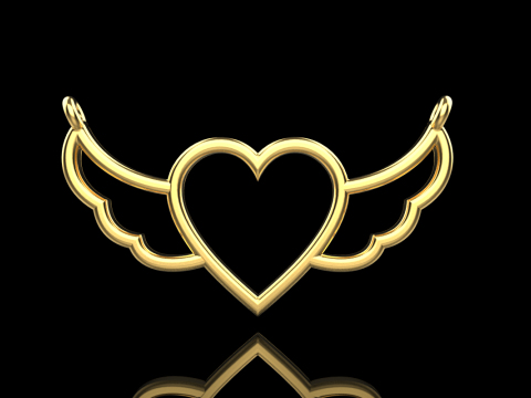Heart wing pendant model 1000 3D Print Model