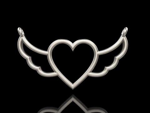 Heart wing pendant model 1000 3D Print Model