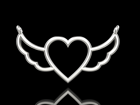 Heart wing pendant model 1000 3D 打印模型