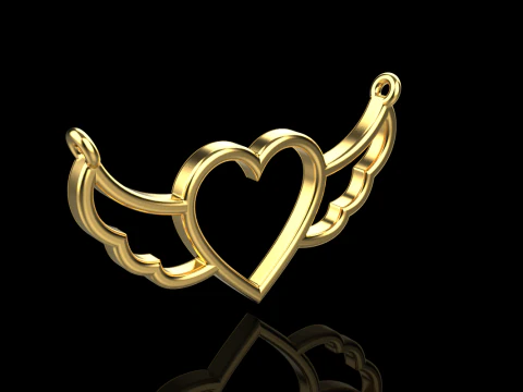 Heart wing pendant model 1000 3D Print Model