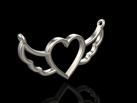 Heart wing pendant model 1000 3D Print Model