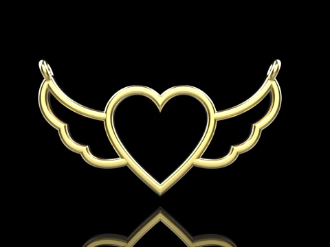 Heart wing pendant model 1000 3D Print Model