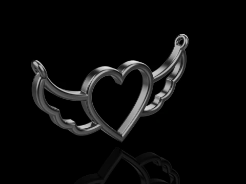 Heart wing pendant model 1000 3D Print Model