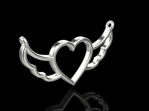 Heart wing pendant model 1000 3D Print Model